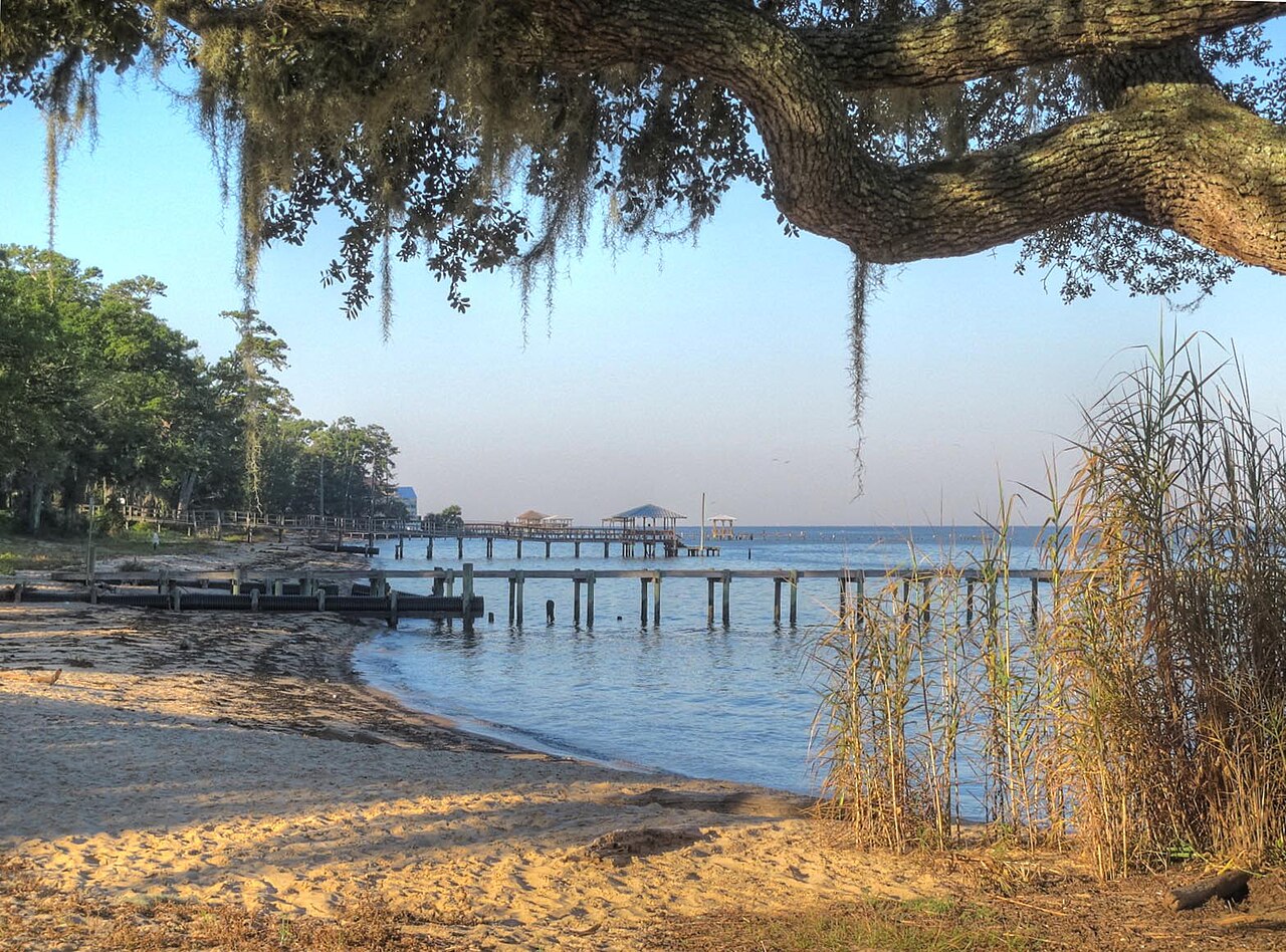 Boat launch at Pier Avenue in Fairhope, Alabama on the Eastern Shore of Mobile Bay