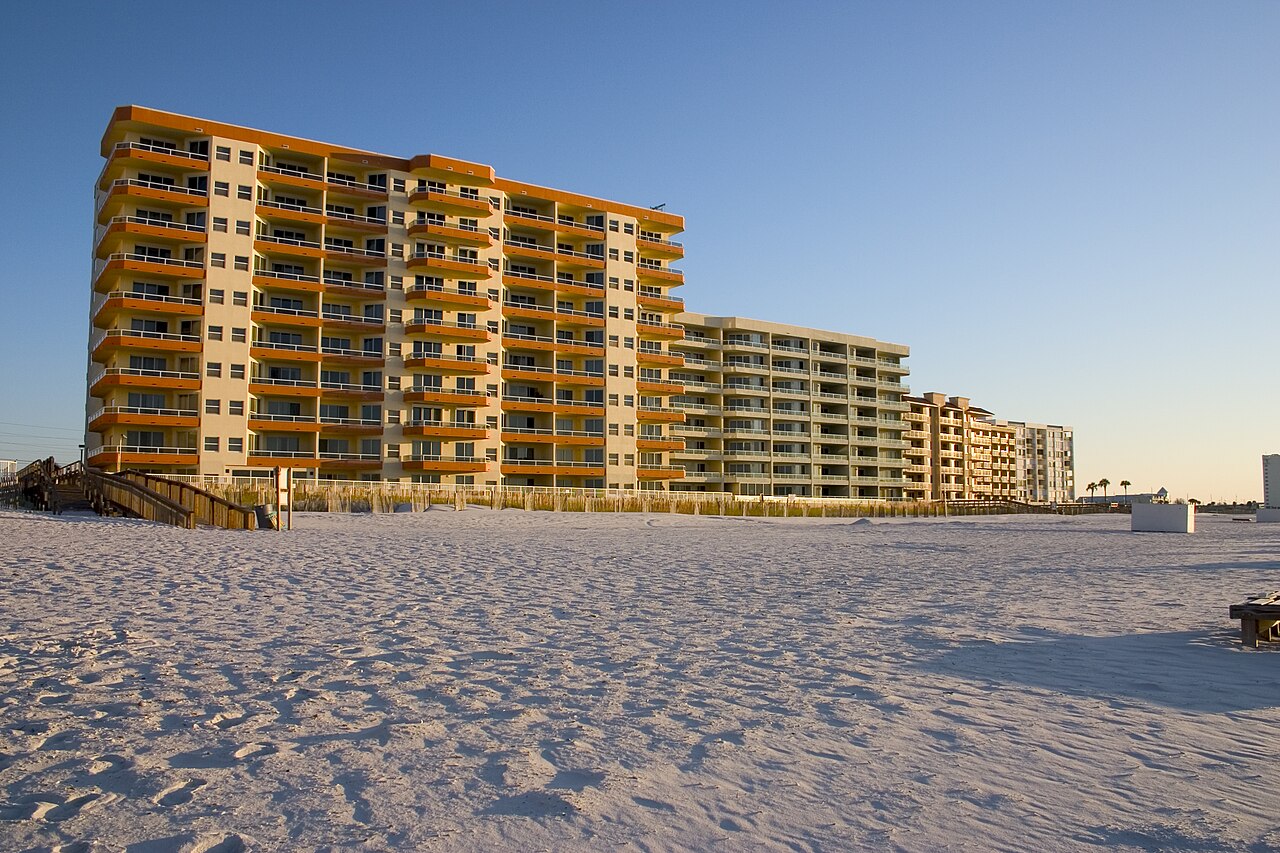 Beachfront condominiums in Orange Beach, Alabama, part of the Baldwin County service area